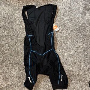 Przewalshki Black Bib Shorts with Blue Trim